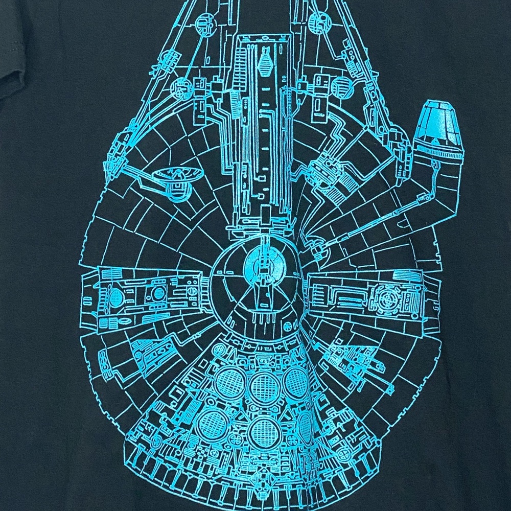 Star Wars Millenium Falcon T-Shirt Black - Medium - Unique Colors - Excellent Co